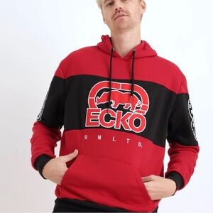 Ecko Unltd CutNSew Rhino Embroidered Hooded Pullover Red/Black Men’s Medium